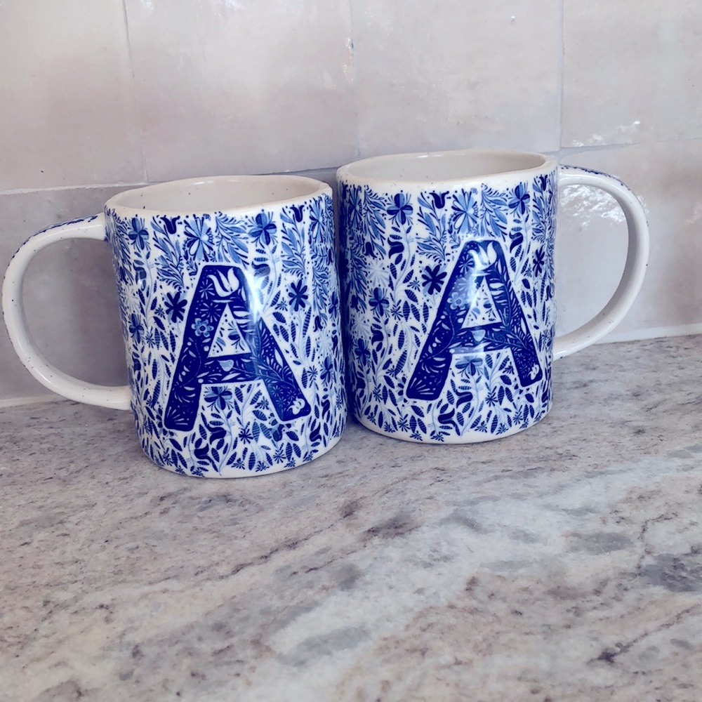 Anthro Folksong Monogram mugs